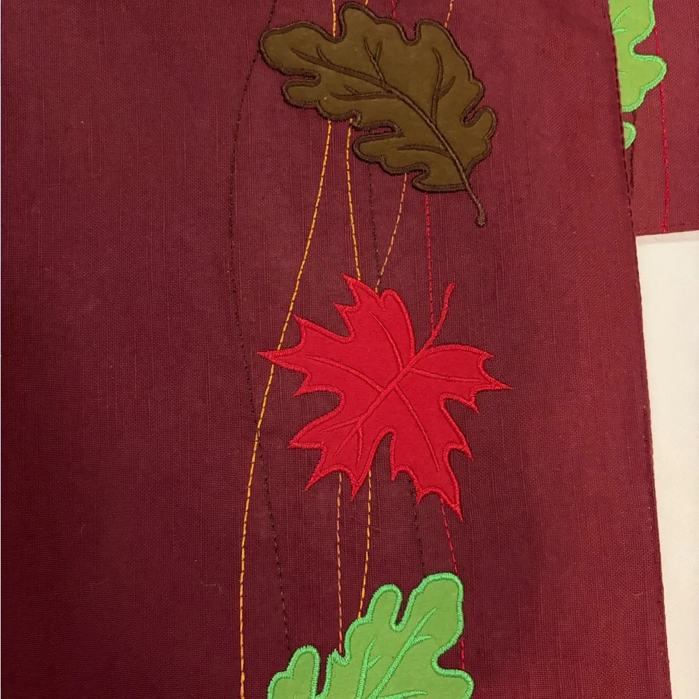 Aman Autumn Leaf Embroidered Table Linens Heavy Placemats